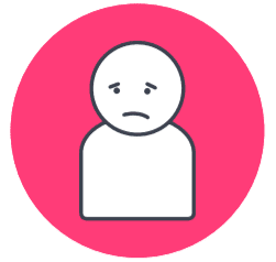 Sad face icon looking down