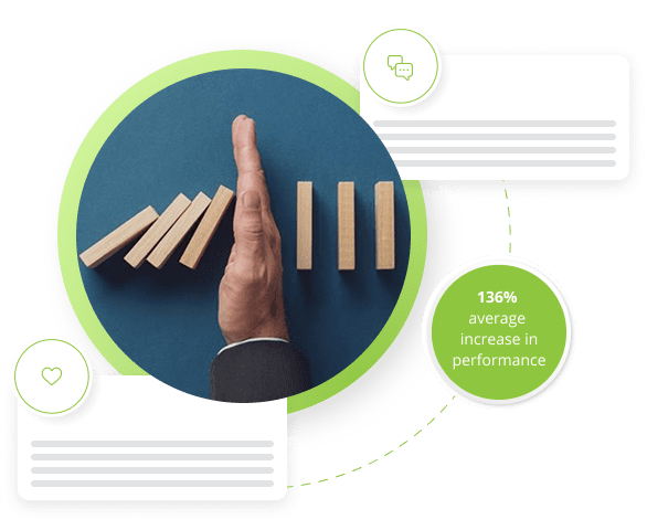 A hand stopping dominos as a metaphor for early failed payment recovery intervention